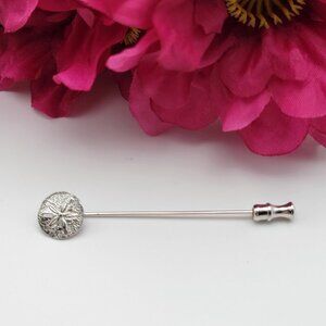 Vintage Sterling Silver Sand Dollar Stick Pin Coastal Nautical 2.5 In 12mm